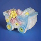 Vintage 50 s Relpo Fancy Baby Carriage Ceramic Nursery Planter Gender Reveal 