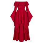 Women Renaissance Dress Medieval Girls Ruffle Dress Halloween Lady Cosplay Dress