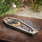 Wicca Mystical Black Bat Skull Full Moon Vampire Coffin Incense Burner Figurine