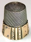 Antique Simons Bro Gold Band Sterling Silver Thimble     fluted Octagon        l    Mngm