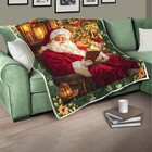 Vintage Santa Reading Book Quilt Blanket Cozy Christmas Holiday Throw Gift