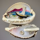 Vintage Shell Travel Souvenir Ashtray Folk Art - Naples  Italy