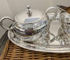 Vintage 1940 s Sheffield Silver Plated Sugar-creamer-tray 3 Piece Set