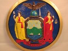 Vintage New York State Excelsior Wall Plaque Hand Painted 12 25  X 12 25 
