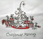 3pc Christmas Morning Decorated Tree Dogs Kitchen Hand Dish Towel Linen cotton