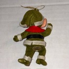 Vintage Pixie Elf Christmas Ornament Green Flocked Plastic Face Mid Century 4 