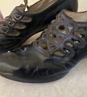 Antique Edwardian Black Leather Button Up Pumps Shoes 6 5