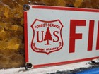 Vintage Us Forest Service Fire Porcelain Sign Old National Park Smokey Ranger