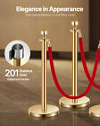 8 Pcs Gold Stanchion Post 6 Red Velvet Ropes Sand Injection Hollow Base