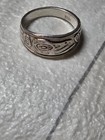 Vintage Pacific Northwest Coast Sterling Silver Ring Carved Formline Bird 9 5