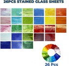 Stained Glass Sheets Kit 26 Opaque Colors For Beginners 6x4 Inch Mosaic Art
