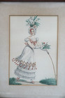 Fine Victorian Beautiful Fashion Lady Art Etching Antique Print On Paper Framed