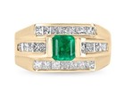 Zambian Emerald Diamond Gold Ring 14k Solid Yellow Gold Emerald Ring