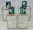 French Art Deco 950 Sterling Silver Enamel Cut Crystal Vanity Scent Bottles 049