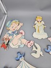 Vtg 1950s 7 Piece Nursery Wall Decor Baby Angel Birds Baby Bed Dolly Toy Co