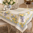 Vintage 1950 s Yellow Roses Tablecloth White 48x53 Vases Floral Rose Mid Century