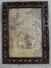 2  Antique  Chinese Courtyard Royalty Art  Wood Framed 1930 s Approx  20  X 15 