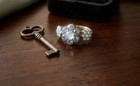 Sterling Silver Ring Adjustable With Cubic Zirconia Stone Flower Shaped
