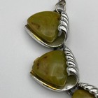 Vtg Art Deco Charel Green Swirl Bakelite Silvertone Bracelet