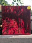 Ruby Red Water Stained Glass Mirror Sheet  Approx  6 5 X 7 375   Vintage