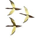 Set Of 3 Trio Vtg Brass Metal Flying Duck Geese Wall Art Decor Bird Mcm 15   x19   