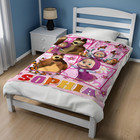 Cute Girl   Bear Cartoon Family Blanket Personalized Name Baby Gift