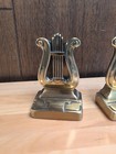 Vintage Brass Art Deco Harp Bookends Pmc Philadelphia Manuf Co Mid Century 5 5 