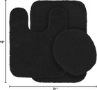 3 Pc Bathroom Rug Set Bath Mats Angela Solid Black Color Anti Slip Soft Mats New