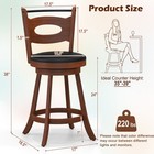 Set Of 2 Bar Stools 360   Swivel Dining Chairs Solid Rubber Wood Leather Padded