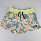 Patagonia Girls Small Costa Rica Baggies Swim Shorts Floral Peach Blue Yellow