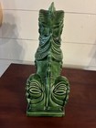Vintage Ceramic Teal Chinese Temple Guard Foo Dog Dragon Figurine Statue 1965