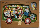 Vintage 70s Fisher Price Wooden Puzzle School Bus  515 13 Pieces 11   X 8     Pegs 