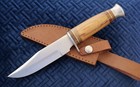 10    Fixed Blade Knife Survival Olive Wood Handle Custom Leather Sheath 5 5    Edge
