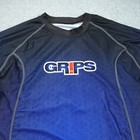Grips Rash Guard Mens Small Blue Black Honeycomb Athletic Compression Shirt Bjj