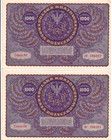 1919 Poland 1000 Marek  p-29   Consecutive Serial Number Pair   Choice Au unc