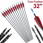 12x Archery 32  Carbon Arrows Spine 500 Turkey Feather For Compound recurve Bow