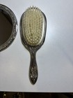 Vintage Vanity Mirror And Brush 2 Pc Set Silver Plated Antiques