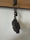 Coach Tea Rose Leather Key Fob Bag Purse Charm Keychain Black Gunmetal Studded