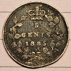 Canada 1885 Large 5 5 Cents Silver Coin - Fine 