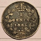 Canada 1885 Large 5 Silver 5 Cents  Queen Victoria