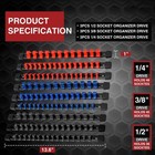 9 Pcs Socket Holder Organizer Mountable Sliding Rail Rack 129 Slot 14 Inch Abs