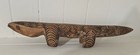 Vintage Aboriginal Pokerwork Goanna Lizard Carving Mulga Wood 46cm Australia