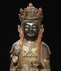 8  Old Tibet Bronze Painting Gilt Kwan-yin Guanyin Goddess Buddha Statue