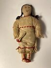 Vintage Native American Doll Beaded Sioux Indian Girl W Leather Fringe 7  Tall