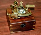 Antique Working Vintage Nautical German Marine Brass Sextant With Wooden Box
