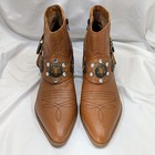 New Women s Carlos Santana Marlene Western Boot Cognac Ankle Bootie Brown Size 9