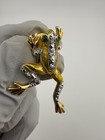 Green Frog Or Toad W  Rhinestones Gold Tone Lapel Pin