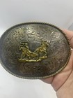 Vintage Montana Silversmiths Sterling Silver Plate Cowboy Rodeo Belt Buckle B1