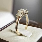 3ct Round-cut Moissanite Solitaire 3stone Engagement Ring 14k White Gold Plated