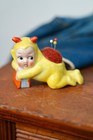 Vintage Halloween Devil Porcelain Planter Pin Cushion Japan Bisque Yellow Rare